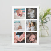 ハロー新生児パーソナライズされたフォトイエローグレー 招待状 (スタンド正面)