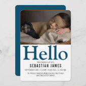 ハロー新生児ブパーソナライズされたル 案内状 (正面/裏面)