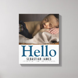 ハロー新生児ボーイパーソナライズされた記念 キャンバスプリント