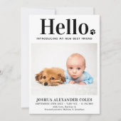 ハロー新生児モダンペット生まれたばかりの写真 案内状 (正面)