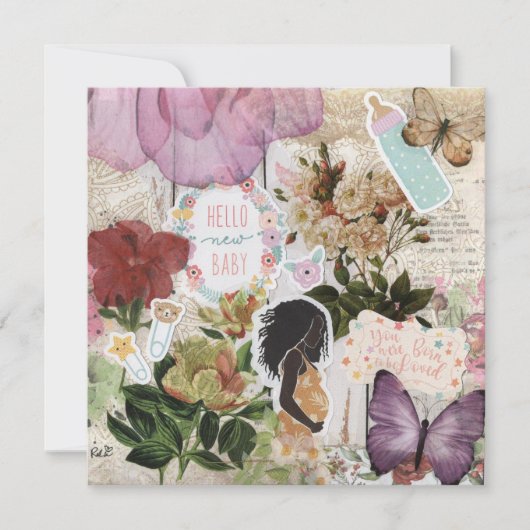 ハロー新生児!ベビーシャワーフラットグリーティングカード (正面)