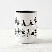 ハロー春かわいい漫画文字白黒 マグカップ (中央)