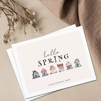 ハロー春ウォーターカラーハウスエテ実在ート ポストカード