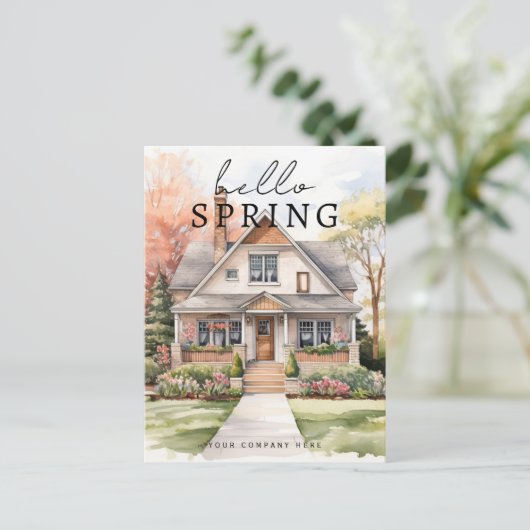 ハロー春ウォーターカラーハウスポートレートリアルティ ポストカード (スタンド正面)
