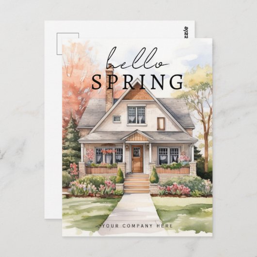 ハロー春ウォーターカラーハウスポートレートリアルティ ポストカード (正面/裏面)
