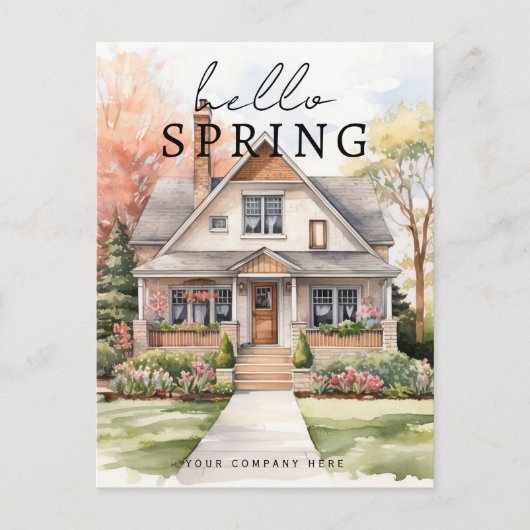 ハロー春ウォーターカラーハウスポートレートリアルティ ポストカード (正面)