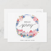 ハロー春ウォーターカラーフローラリースハウスリアルティ ポストカード (正面/裏面)