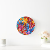 ハロー春ハピネス時間カラフルフローラ ラウンド壁時計 (ホーム)