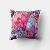 ハロー春ハピネス時間ピンクフローラ水色 クッション (裏面)