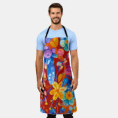 ハロー春ハピネス時間、オレンジ色の黄色の花 エプロン (着用した状態)