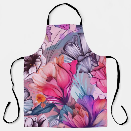 ハロー春ハピネス時間、フローラ水色 エプロン (正面)