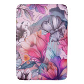 ハロー春ハピネス時間、フローラ水色 バスマット (正面縦)