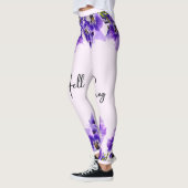 ハロー春パープルカラーフラワーデザインレギンス レギンス (左)