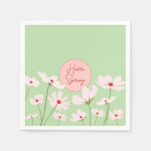 ハロー春ライトピンク赤コスモス花 スタンダードカクテルナプキン (正面)
