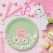 ハロー春ライトピンク赤コスモス花 ペーパープレート (パーティー)
