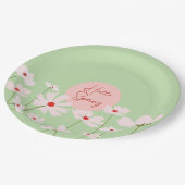 ハロー春ライトピンク赤コスモス花 ペーパープレート (アングル)