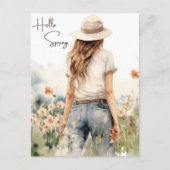 ハロー春ワイルドフラワーウォータカラー春 シーズンポストカード (正面)
