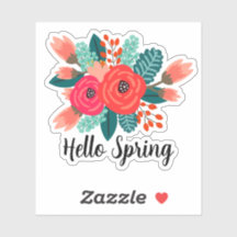 ハロー春引用文カラフルフローラデザイン