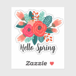 ハロー春引用文カラフルフローラデザイン シール