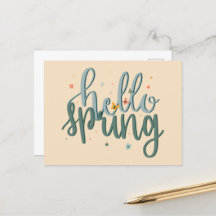 ハロー春手書きポストカード