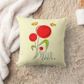 ハロー春文字かわいい赤いハート花 クッション (ブランケット)