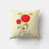 ハロー春文字かわいい赤いハート花 クッション (裏面)