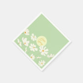 ハロー春白いコスモス花イエロー中央 スタンダードカクテルナプキン (角)