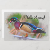 ハロー春！ウッドアヒル付き 便箋 (正面/裏面)