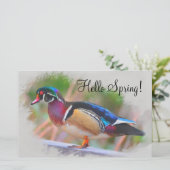 ハロー春！ウッドアヒル付き 便箋 (スタンド正面)