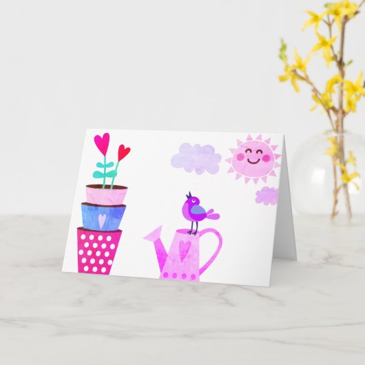 ハロー春 カード (黄色い花)