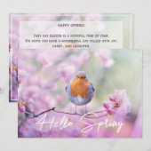 「ハロー春」春·フローリング·ツリー&ロビン·バード シーズンカード (正面/裏面)