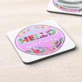 ハロー春、花、円 コースター (左側)