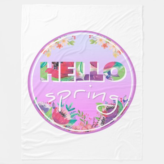 ハロー春、花、円 フリースブランケット (正面)