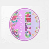 ハロー春、花、円 フリースブランケット (正面(横))