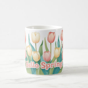 ハロー春!陽気なチューリップ開花 コーヒーマグカップ