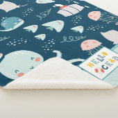 ハロー海タコとフィッシュ航海のブルーキッド シェルパブランケット (3/4)