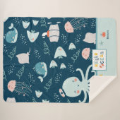 ハロー海タコとフィッシュ航海のブルーキッド シェルパブランケット (正面(横))