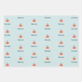 ハロー海タコとフィッシュ航海のブルーキッド ラッピングペーパーシート (正面2)