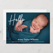 ハロー生まれたばかりのベビー写真の誕生発表 (正面/裏面)