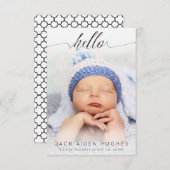 ハロー男の赤ちゃんガール誕生発表写真カード 案内状 (正面/裏面)