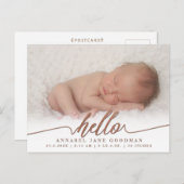 ハロー男の赤ちゃんガール誕生発表写真 ポストカード (正面/裏面)