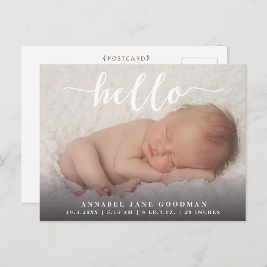 ハロー男の赤ちゃんガール誕生発表写真 ポストカード (正面/裏面)