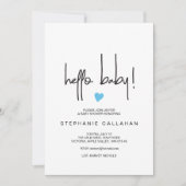 ハロー男の赤ちゃんシャワー招待状とブルーハート 招待状 (正面)