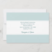 ハロー男の赤ちゃんフォトブルー&ホワイト誕生 案内状 (裏面)