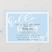 ハロー男の赤ちゃん – ブルーモダンベビーシャワー 招待状 (正面/裏面)