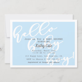 ハロー男の赤ちゃん – ブルーモダンベビーシャワー 招待状