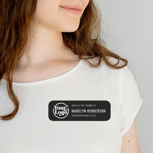 ハロー白黒会社ロゴ従業員マグネット 名札