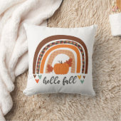 ハロー秋おもしろいパンプキンアンドレインボー クッション (ブランケット)