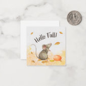 ハロー秋かわいいポップ・アートのネズミ ノートカード (正面/裏面インサイチュ)