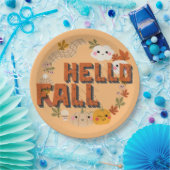 ハロー秋かわいい自然紅葉カボチャ ペーパープレート (パーティー)